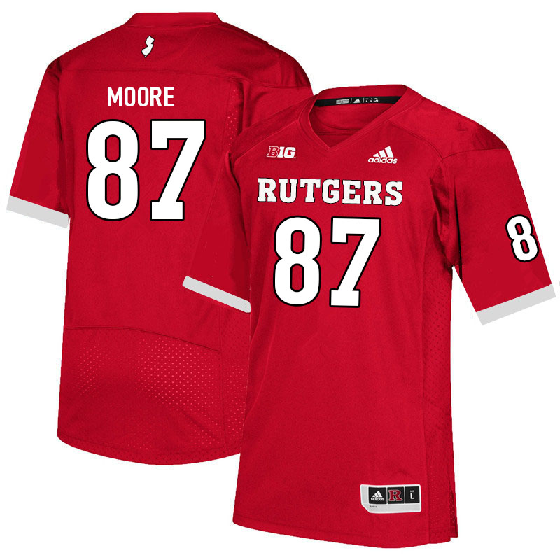 Men #87 Tahjay Moore Rutgers Scarlet Knights College Football Jerseys Sale-Scarlet